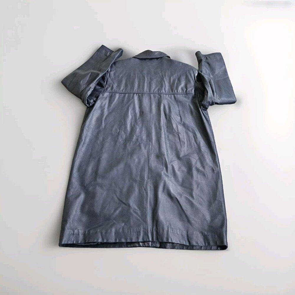 Danier Jacket Womens L Eggplant Purple Leather Pockets Buttons Lined Classic - Picture 15 of 16